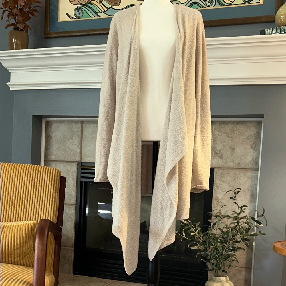 Barefoot Dreams Draped Open-Front Cardigan in Light Pink